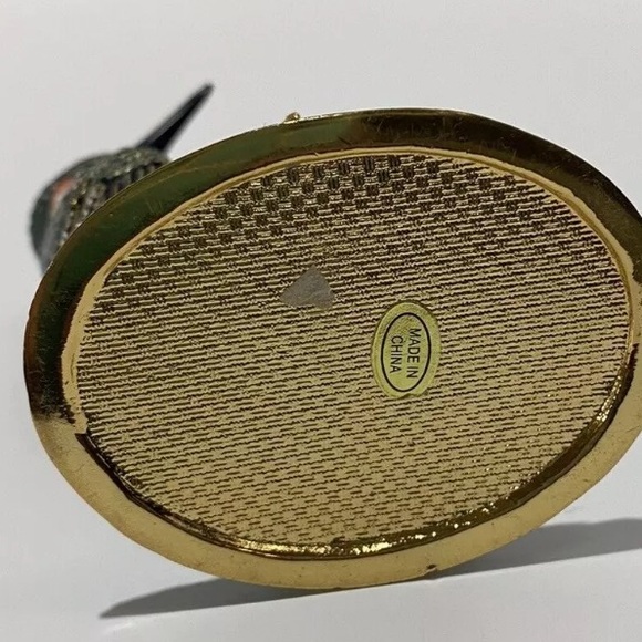 Kingfisher Bird Bejeweled Enameled Hummingbird Trinket Box Hinged Magnetic - Picture 11 of 13